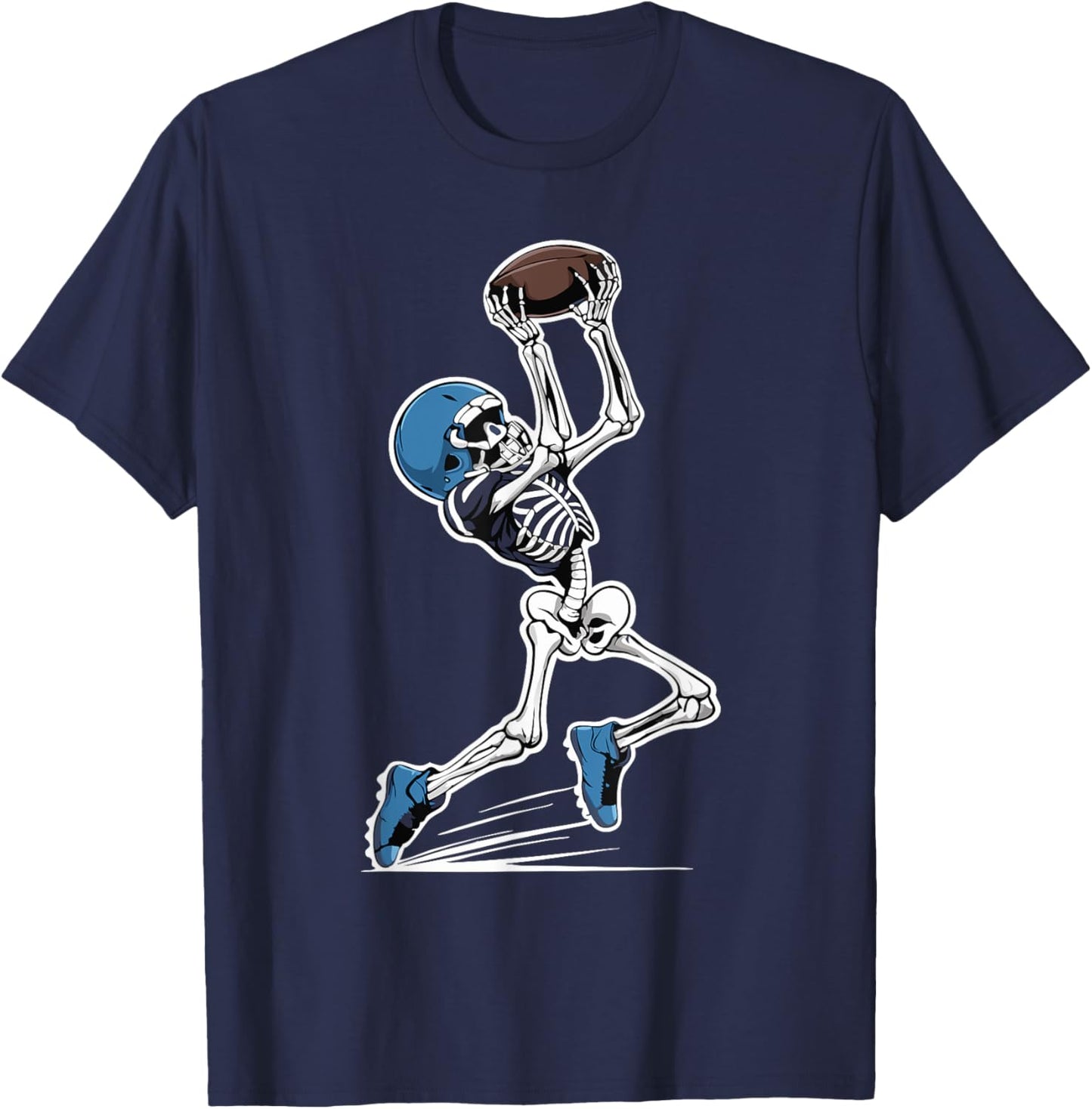 Skeleton Football Halloween Men Boys Women Football Fan T-Shirt - T-Shirt | Navy