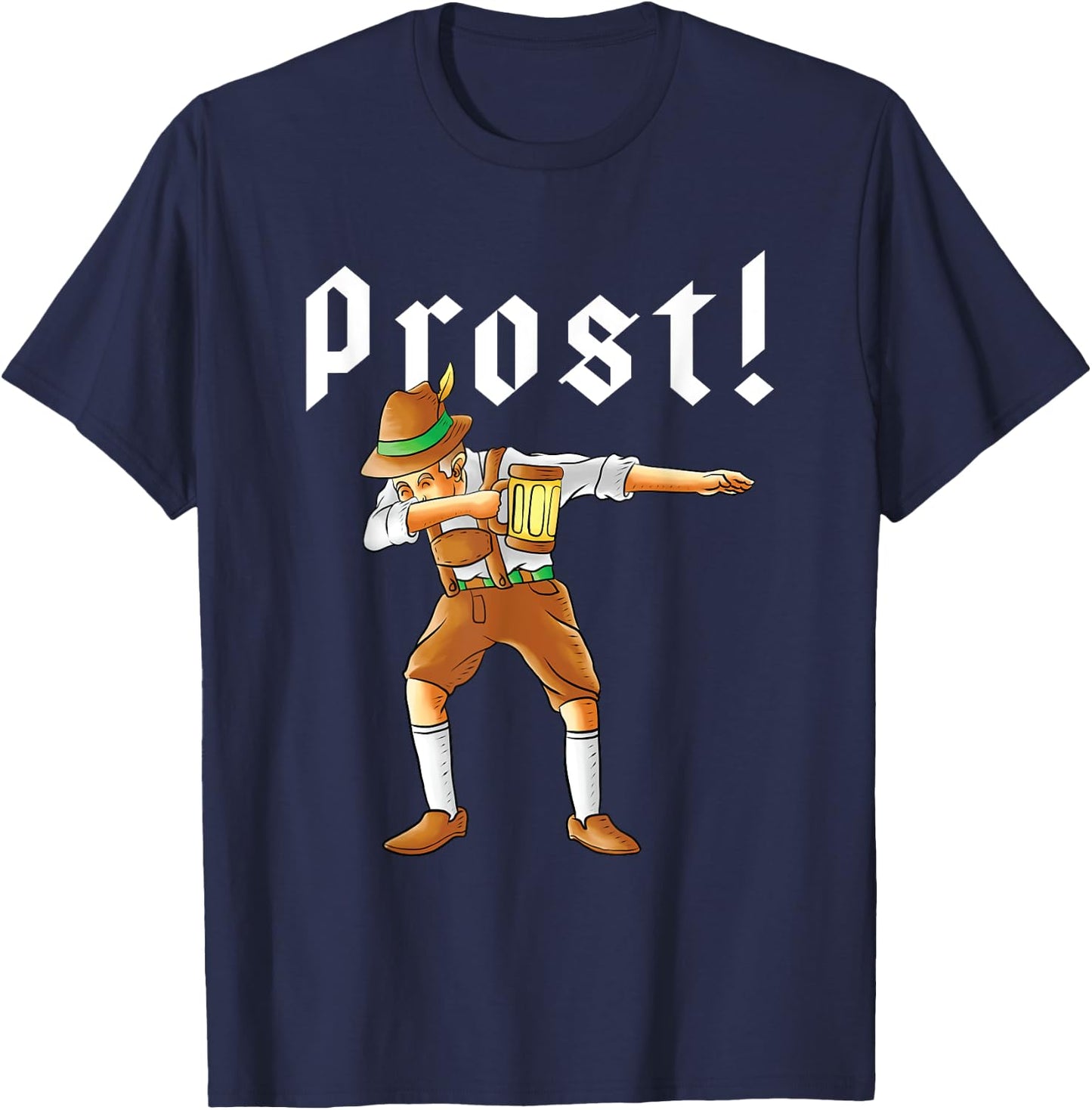 Dabbing German With Beer & Lederhosen Dab Dance Oktoberfest T-Shirt - T-Shirt | Navy