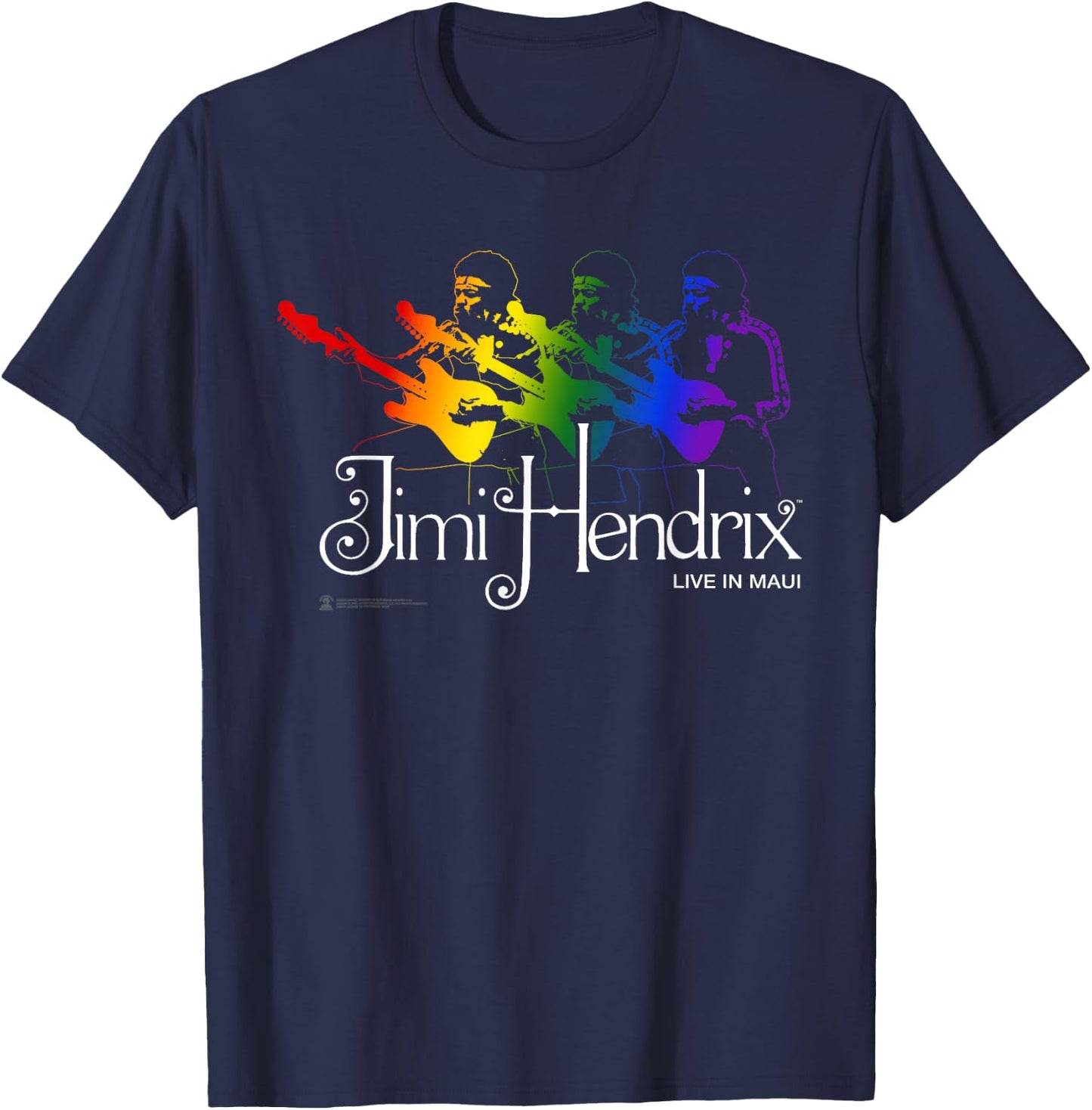 Jimi Hendrix Official Live in Maui Rainbow Guitar T-Shirt - T-Shirt | Navy