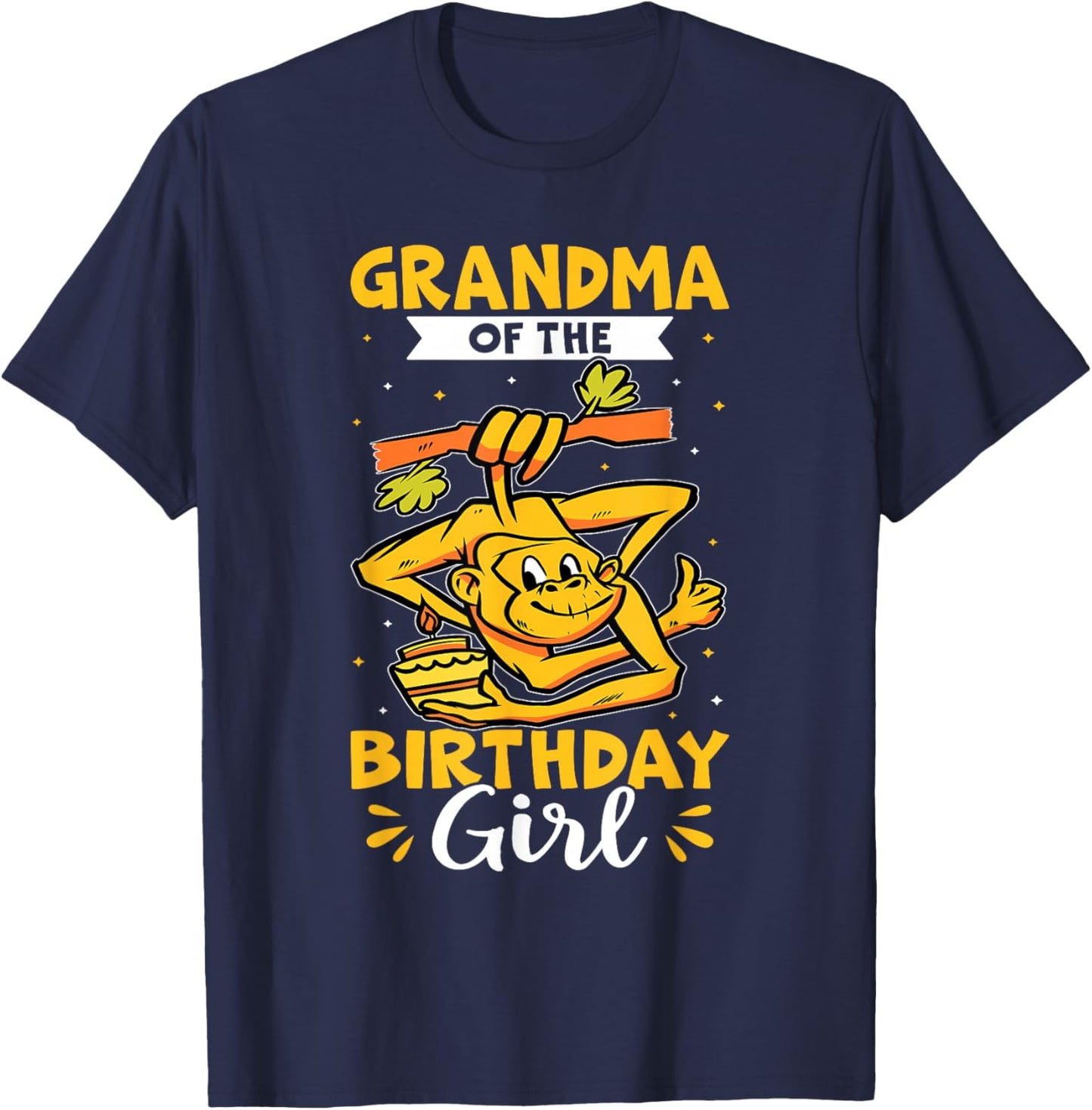 Grandma Of The Birthday Girl Monkey T-Shirt - T-Shirt | Navy