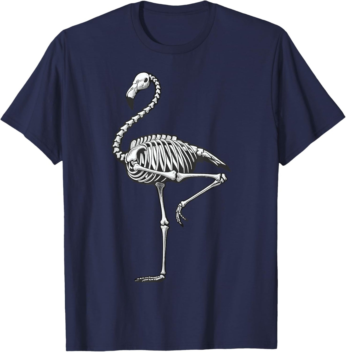 Skeleton Flamingo Halloween T-Shirt - T-Shirt | Navy