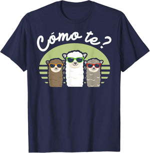 Funny Spanish gift, Como Te Llama, Llama design T-Shirt - T-Shirt | Navy