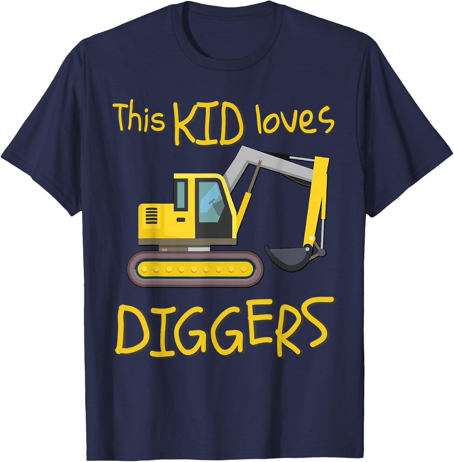 This Kid Loves Diggers Tractor Excavator Bulldozer Machine T-Shirt - T-Shirt | Navy