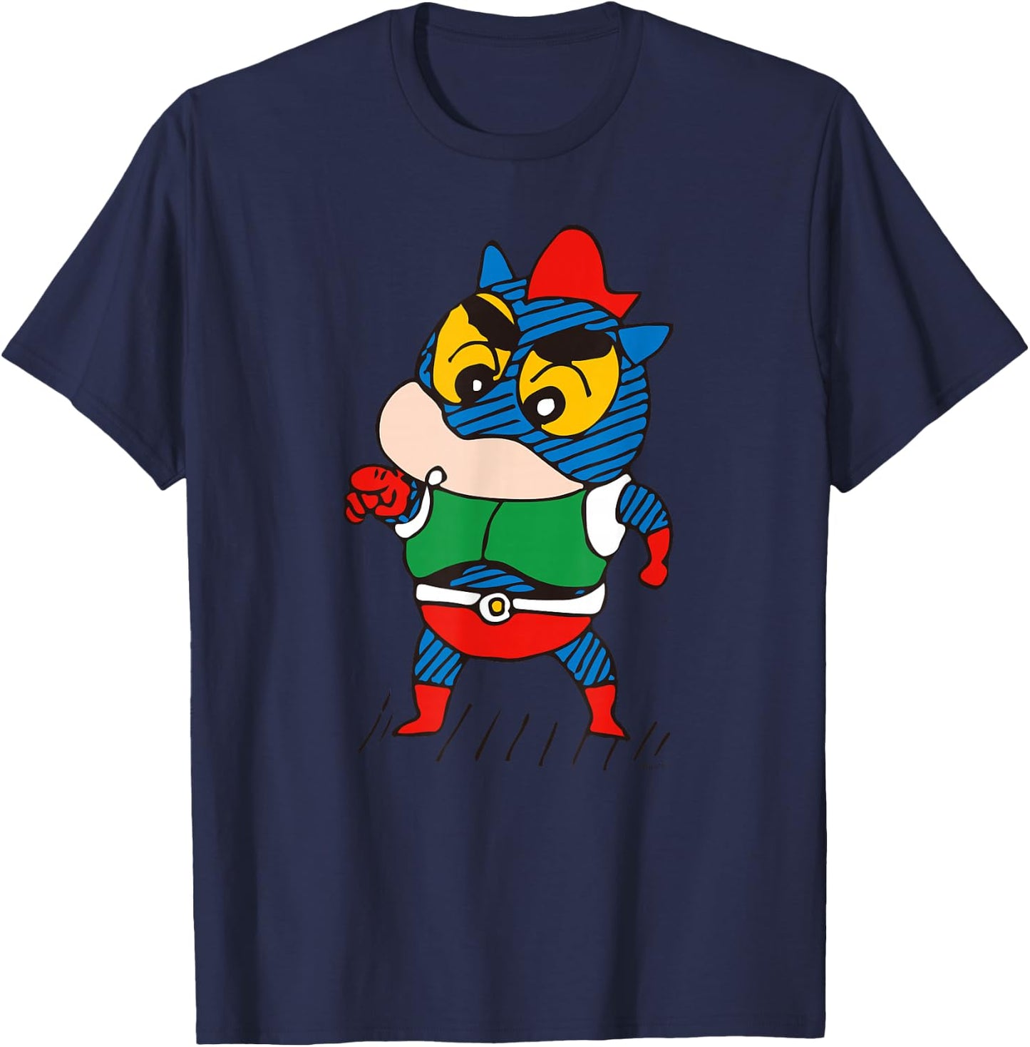 【manga】Crayon Shin-chan Transform into an Action kamen! T-Shirt - T-Shirt | Navy