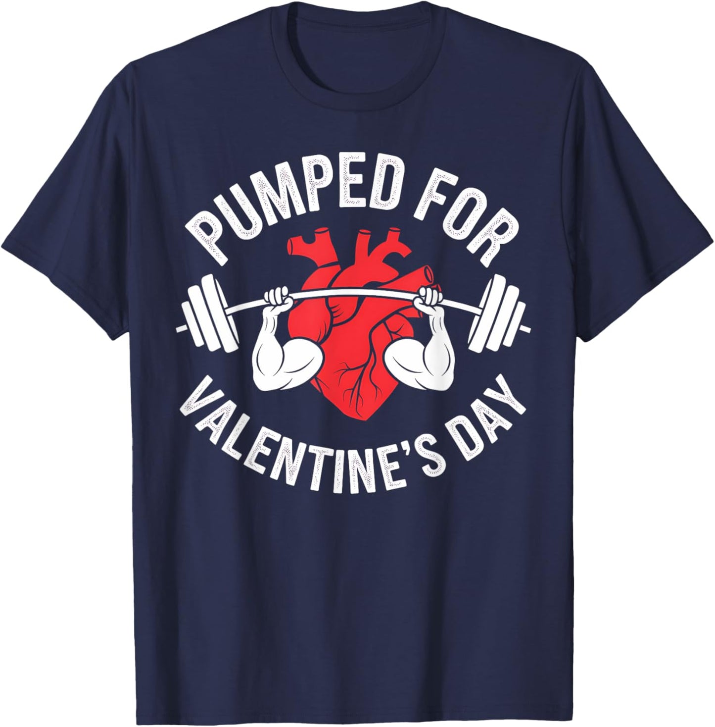 Valentine's Day Heartbeat Weightlifting Gym Lover Workout T-Shirt - T-Shirt | Navy