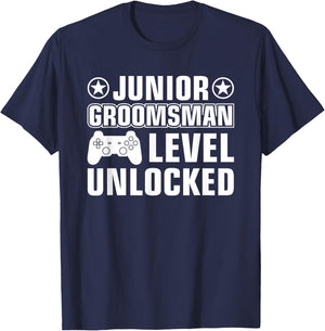 Junior Groomsman Gaming Video Gamer Wedding Party Rehearsal T-Shirt - T-Shirt | Navy