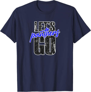 Go Panthers Mascot School Spirit Blue and Black T-Shirt - T-Shirt | Navy