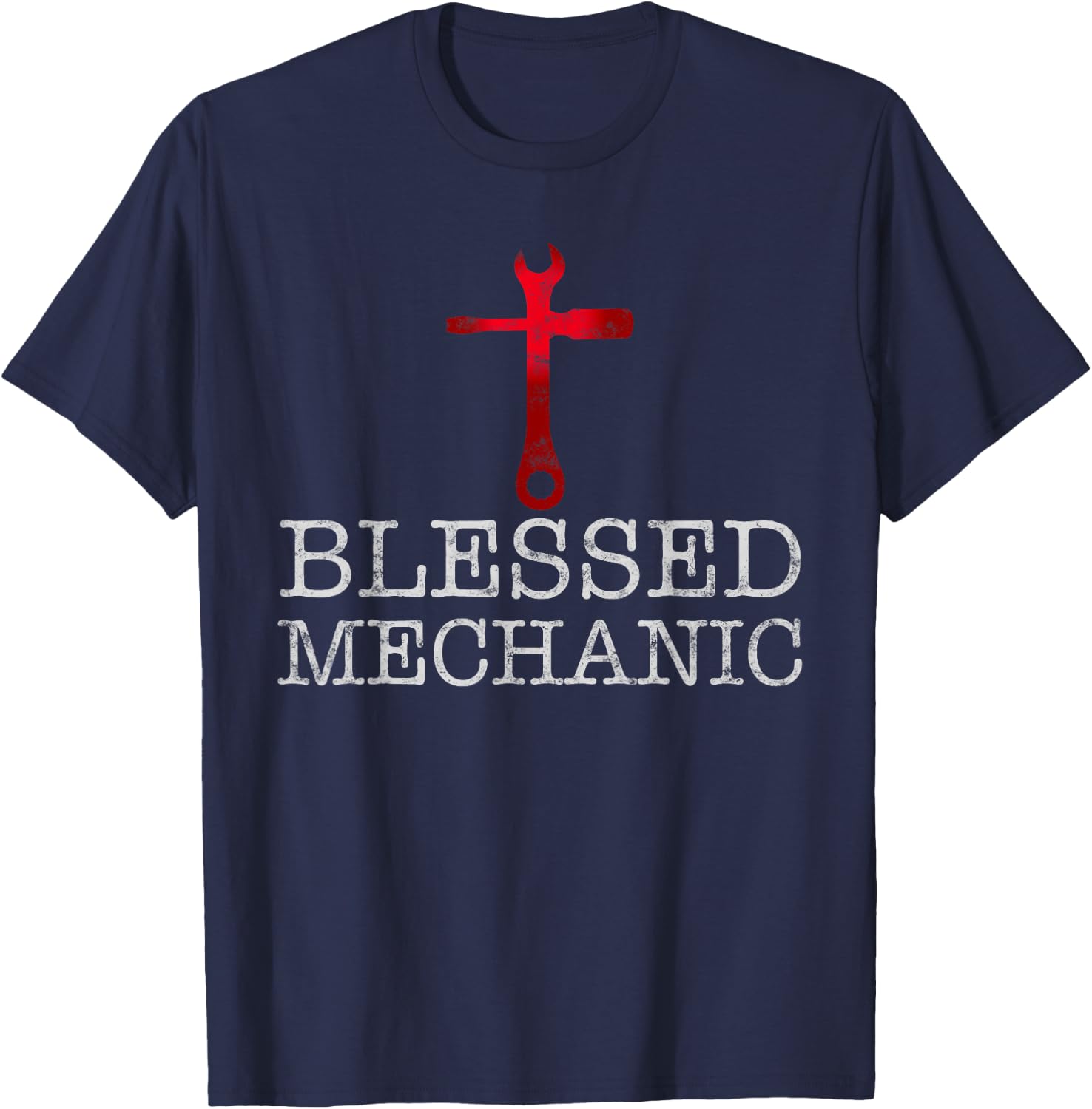 Blessed Mechanic Funny Christian Mechanic gift T-Shirt - T-Shirt | Navy