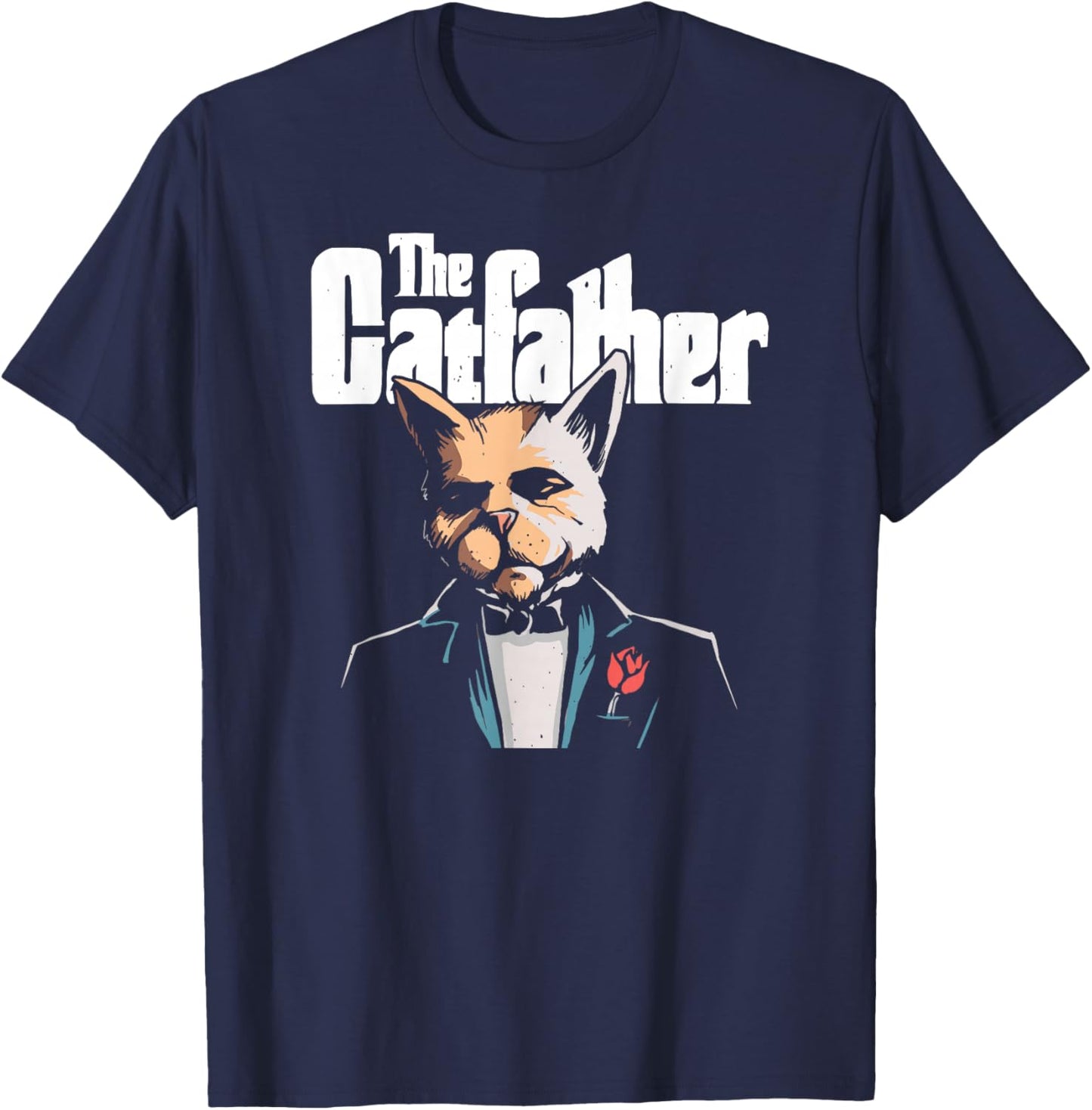 The Cat Father Catfather Design T-Shirt - T-Shirt | Navy