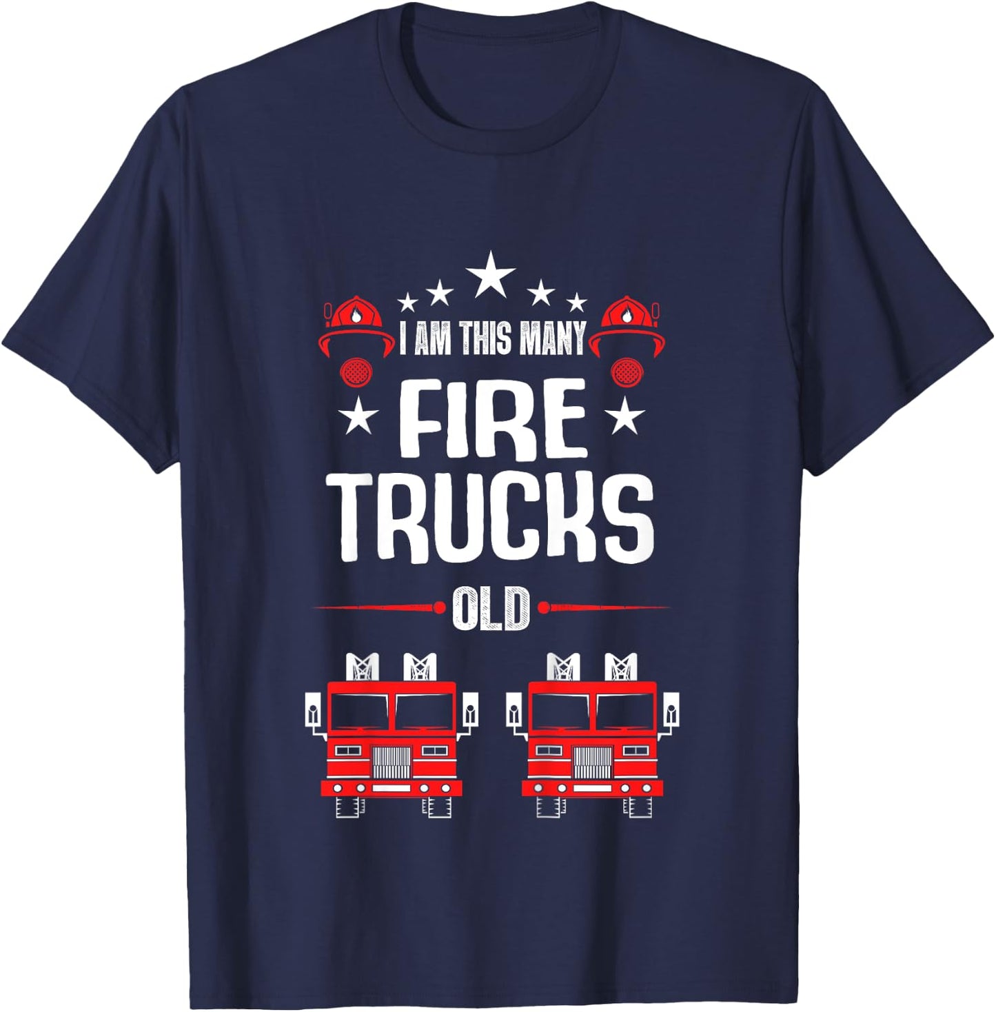 I'm This Many Firetruck Illustration 2nd Birthday Child T-Shirt - T-Shirt | Navy