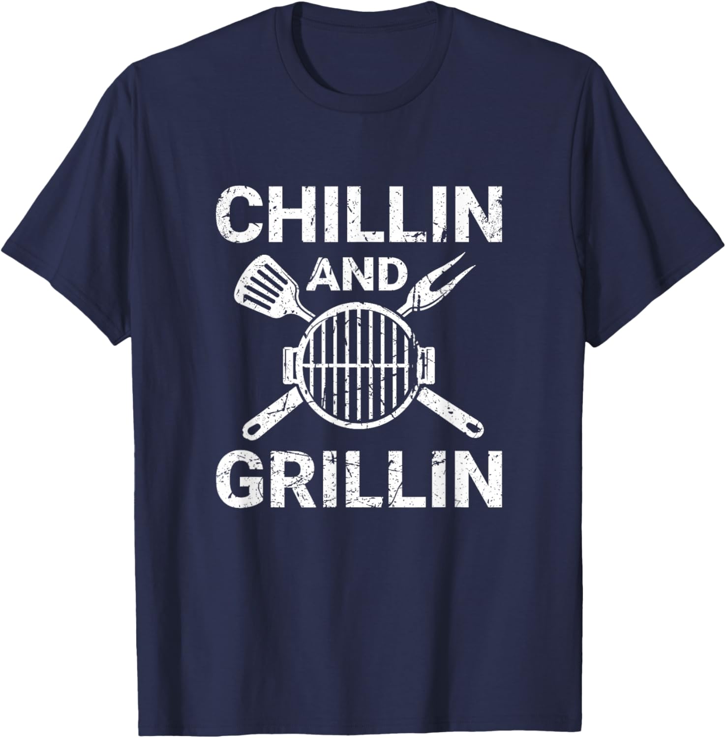 Vintage Chilling and Grilling Cookout BBQ T-Shirt - T-Shirt | Navy