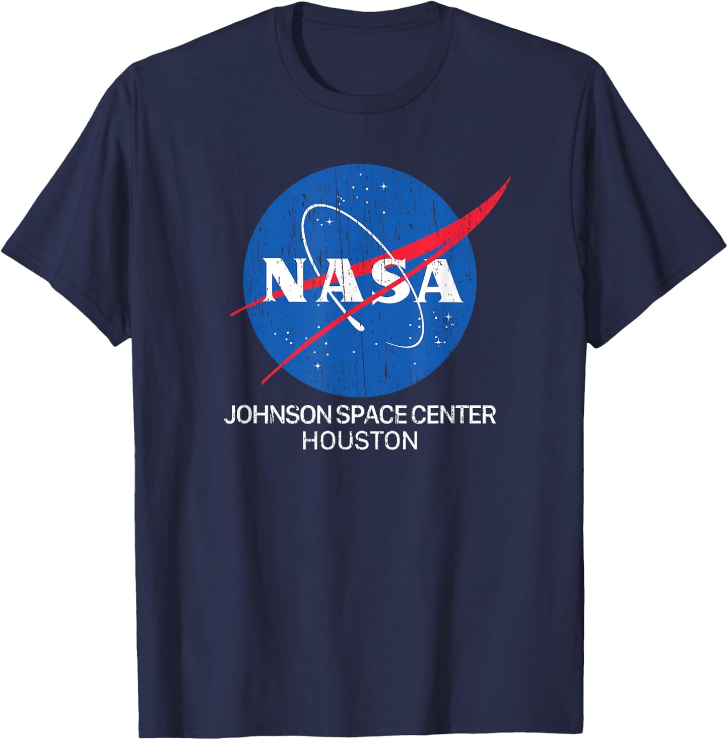 Johnson Space Center Houston (distressed)- NASA Space T-Shirt - T-Shirt | Navy
