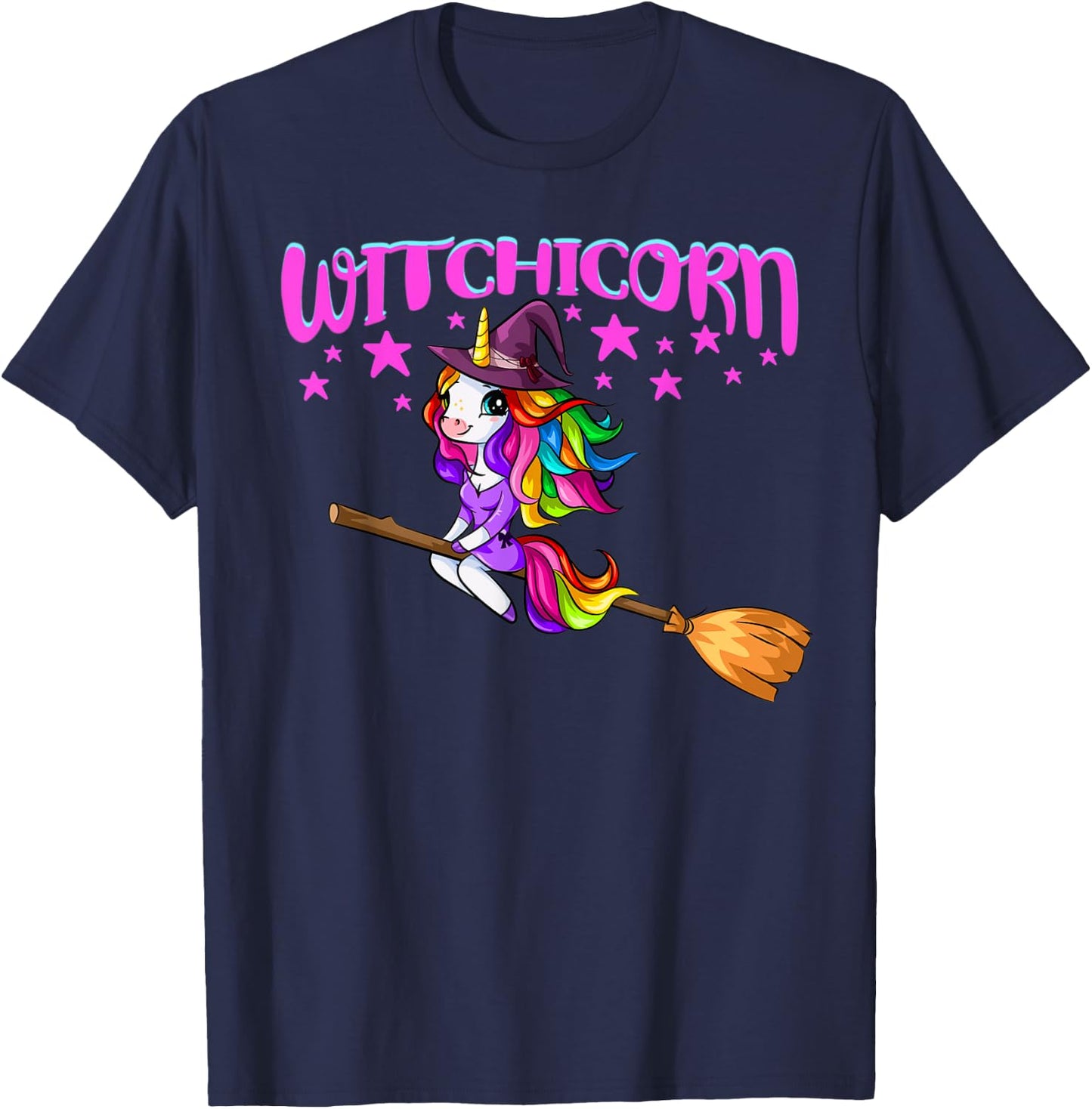 Unicorn Witch On A Broomstick Funny Women Halloween Costume T-Shirt - T-Shirt | Navy