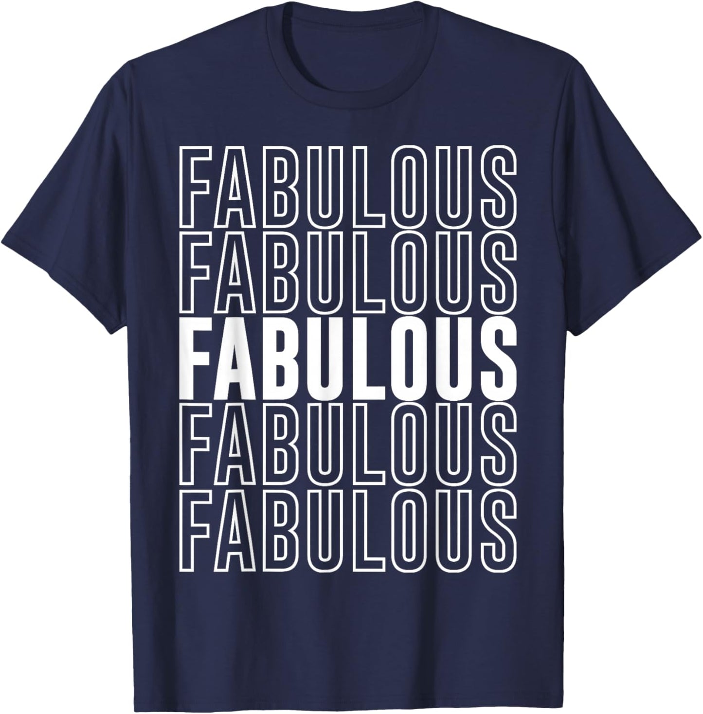 Fabulous Apparel Classic Novelty Black Small Letter Print T-Shirt - T-Shirt | Navy