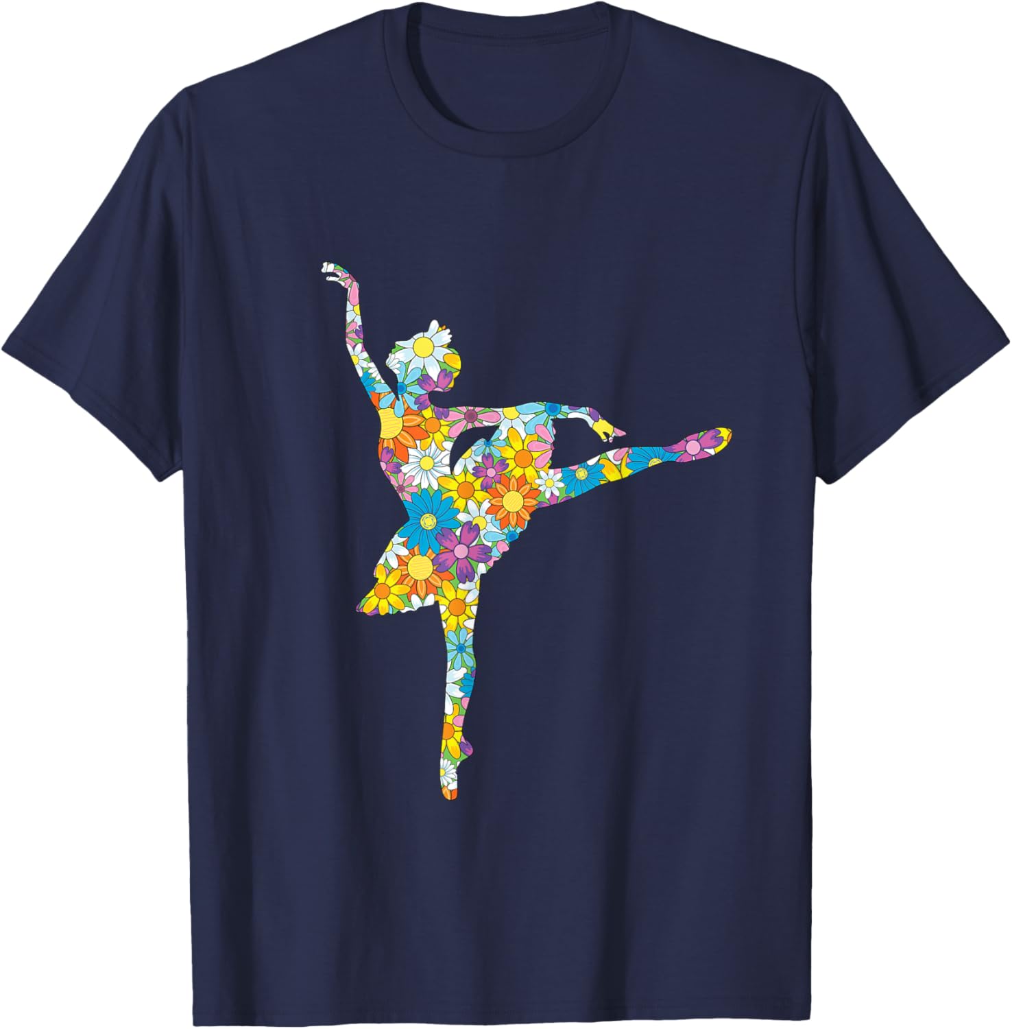 Colorful Flower Ballet Teacher Ballerina Choreographer Girl T-Shirt - T-Shirt | Navy