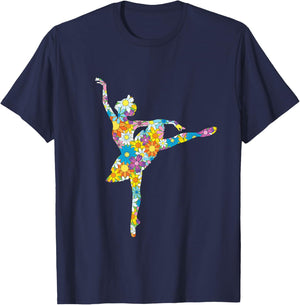 Colorful Flower Ballet Teacher Ballerina Choreographer Girl T-Shirt - T-Shirt | Navy