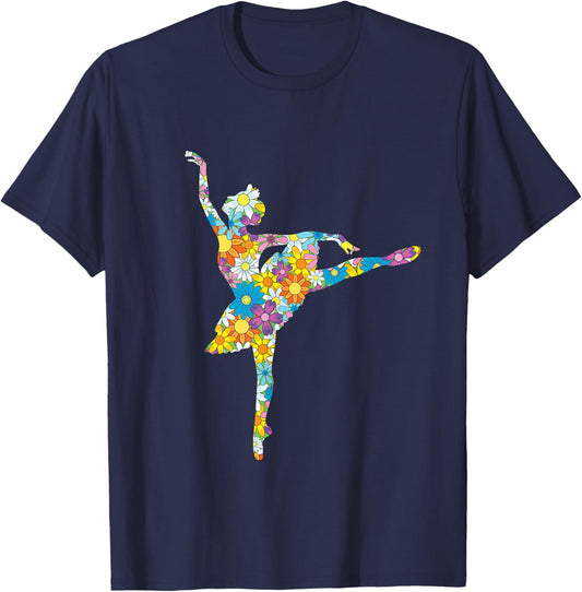 Colorful Flower Ballet Teacher Ballerina Choreographer Girl T-Shirt - T-Shirt | Navy