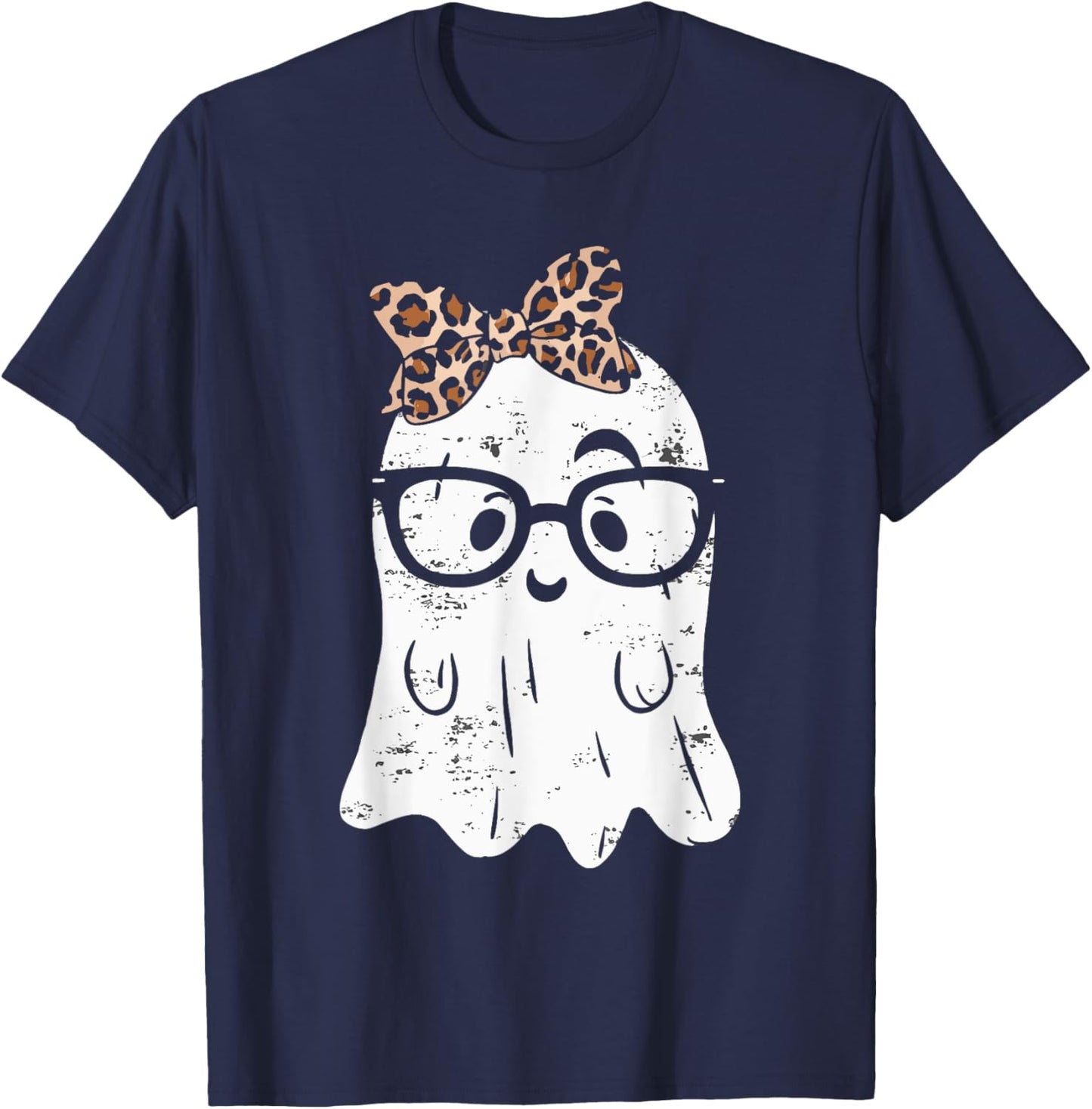 Ghost Eyeglass Girl Halloween Girly Ghost T-Shirt - T-Shirt | Navy