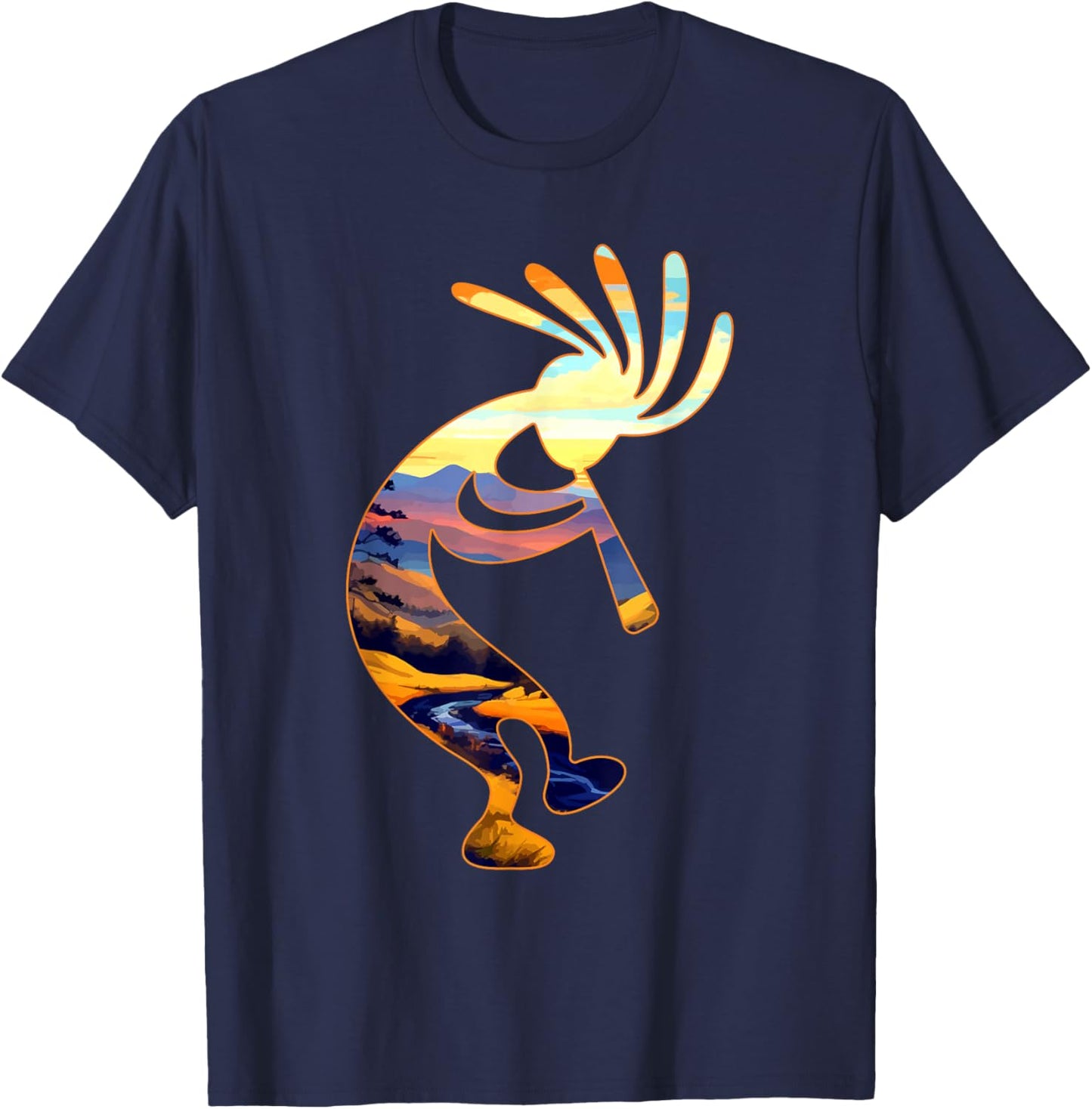 Dancing Kokopelli Southwestern USA Symbol T-Shirt - T-Shirt | Navy