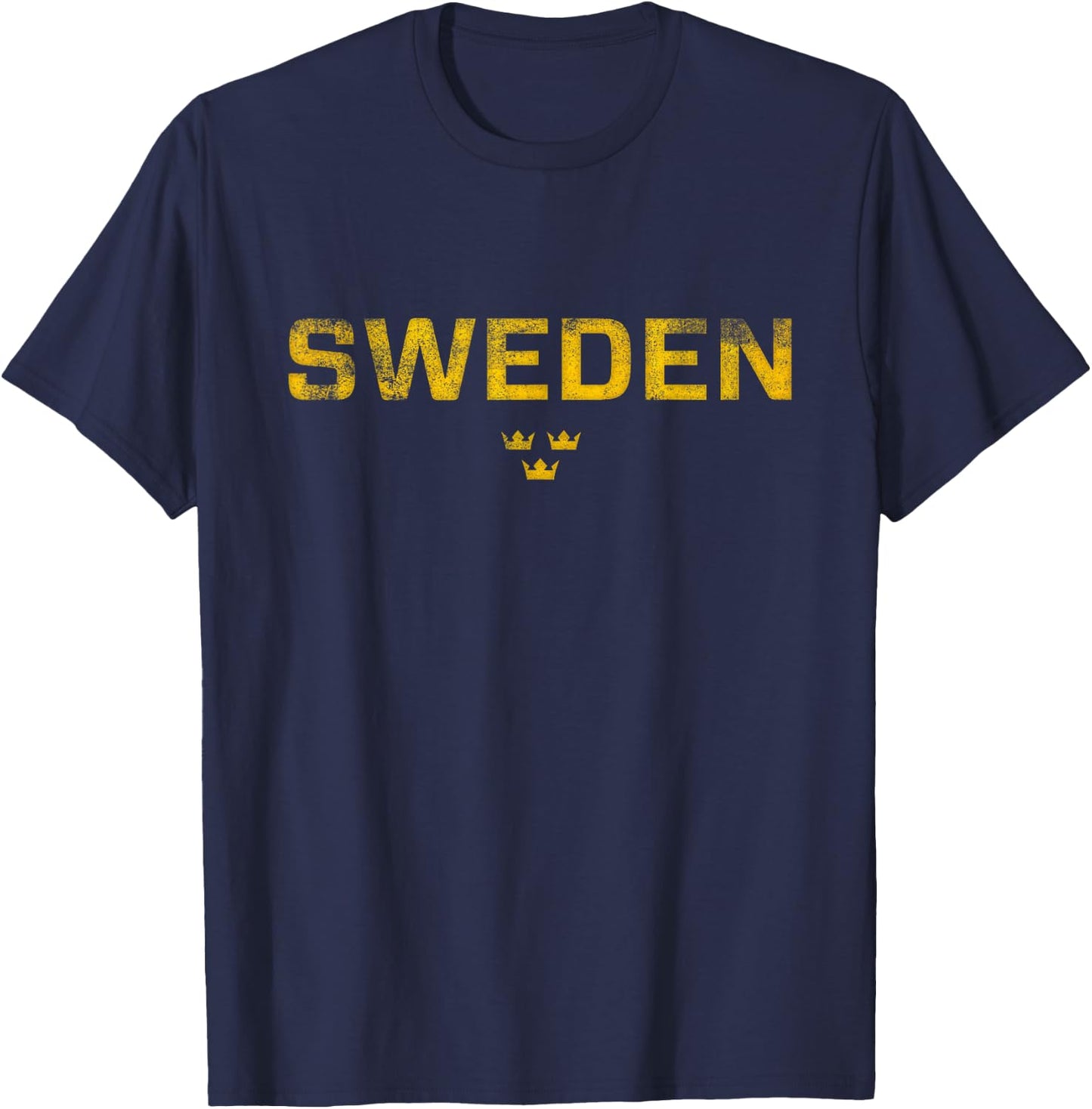 Sweden Sverige Sports Distressed Vintage T Shirt T-Shirt - T-Shirt | Navy