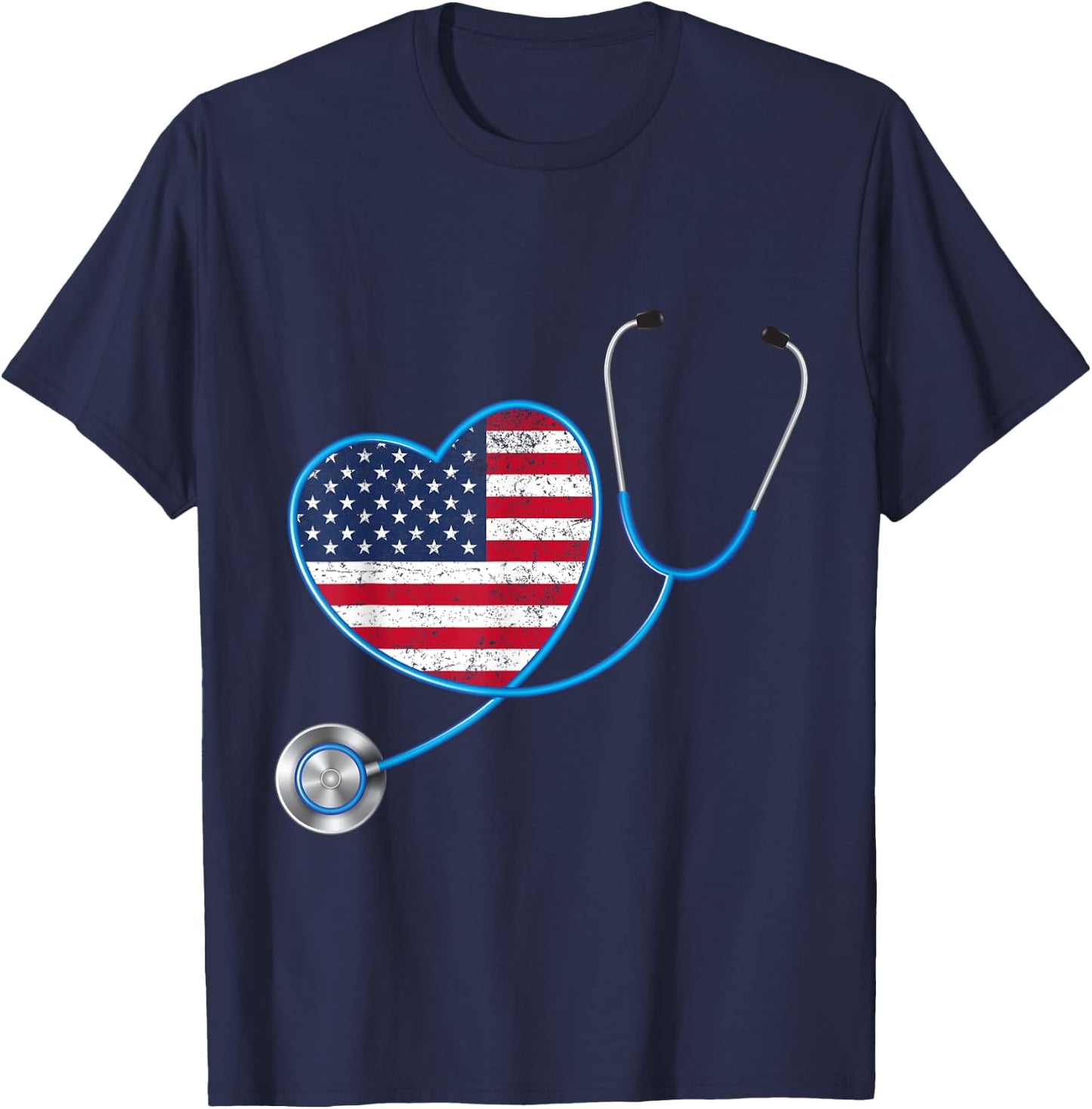 USA Flag Heart 4th Of July Gifts Nurse Kids Men T-Shirt - T-Shirt | Navy
