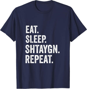 Eat Sleep Shtaygn Repeat Torah Yeshiva Jewish Summer Camp T-Shirt - T-Shirt | Navy