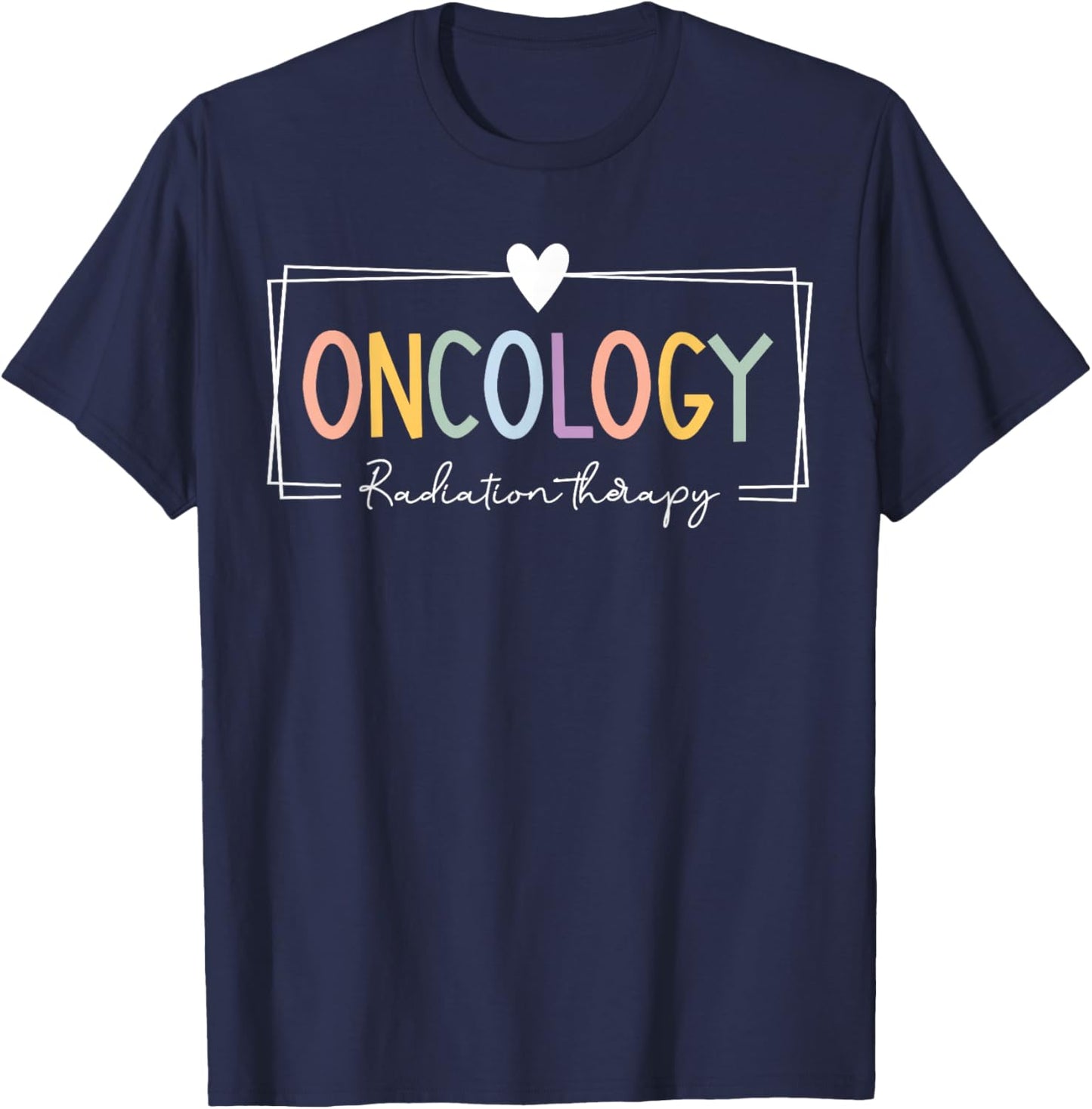Retro Oncology Radiation Therapist Team Black -Adults Cotton/Polyester Short Sleeve Regular Fit T-Shirt - T-Shirt | Navy