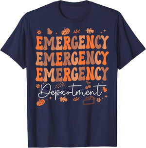 Emergency Department Thanksgiving ED Nurse ER Nurses On Back T-Shirt - T-Shirt | Navy