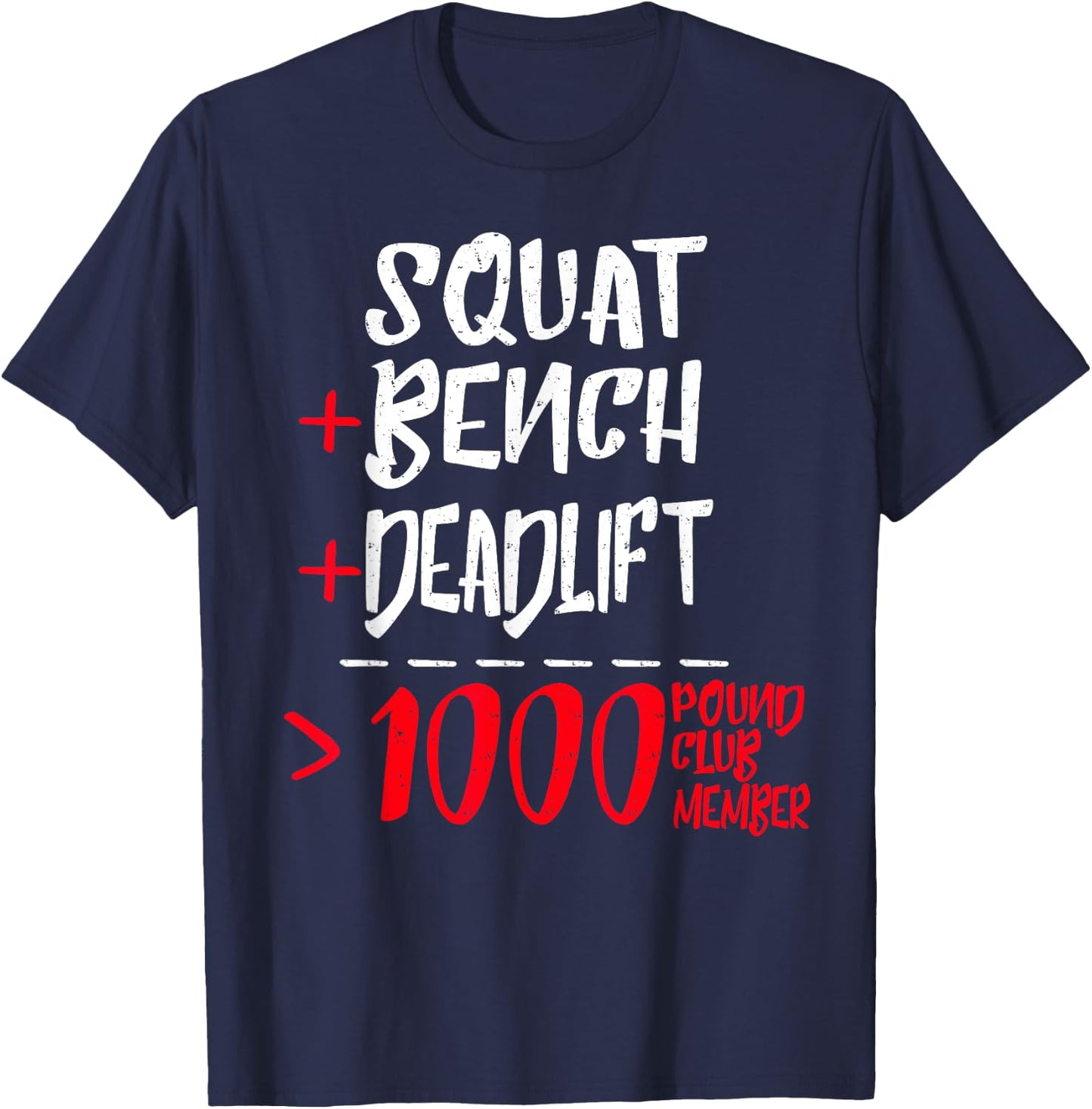 Gym Training FH 1000 Pound Club Member - Men's Black Classic Fit Modern Lightweight Cotton 50% Polyester 50% Short Sleeve T-Shirt - T-Shirt | Navy