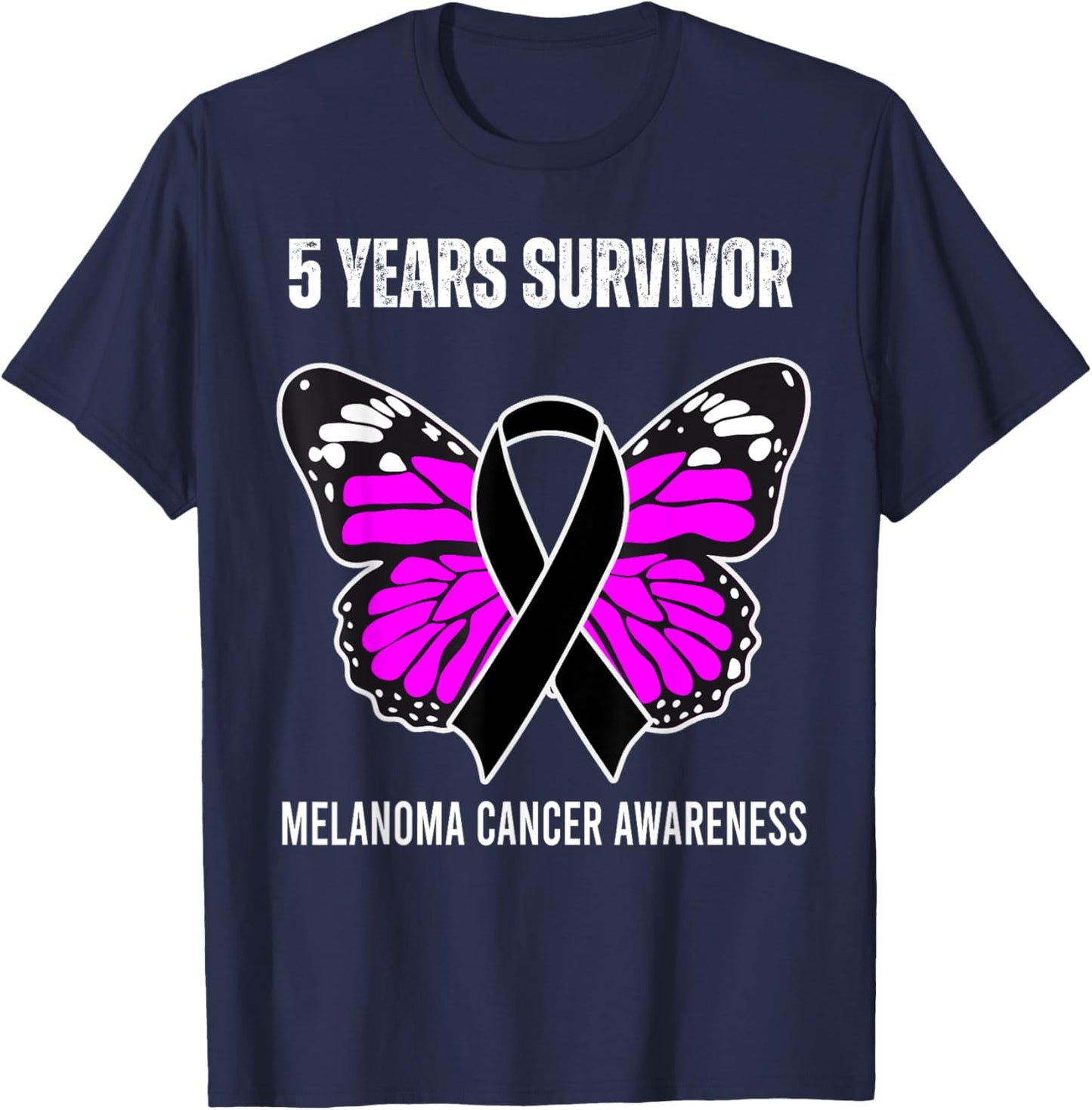 5 Years Melanoma Free Skin Cancer Survivor T-Shirt - T-Shirt | Navy