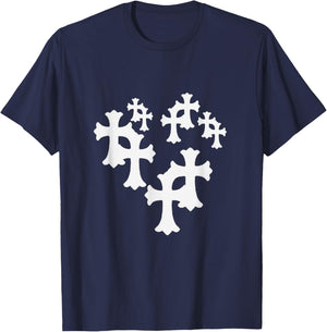 Y2K Cross Heart Design T-Shirt - T-Shirt | Navy