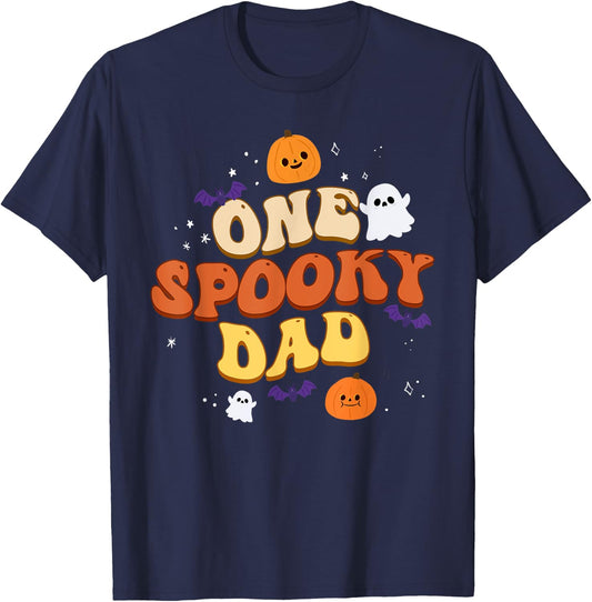 One Spooky Dad Boo Halloween Cute Family Matching Group T-Shirt - T-Shirt | Navy