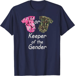 Keeper of the Gender Reveal Pink or Green Camouflage T-Shirt - T-Shirt | Navy