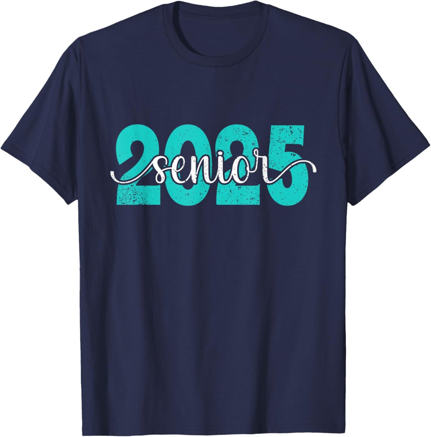 High School Class of 2025 College Senior Graduate Teal Retro T-Shirt - T-Shirt | Navy