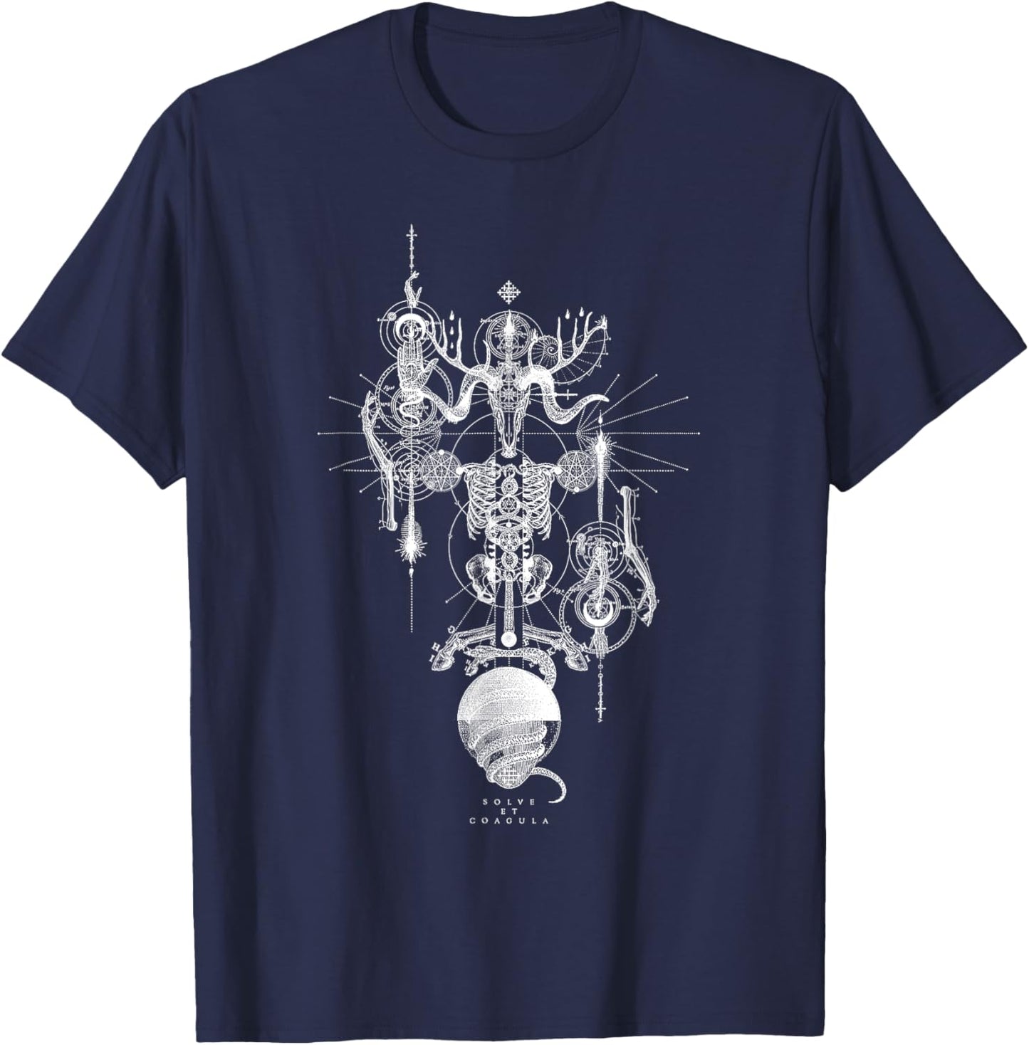 Solve Et Coagula Alchemical Medieval Occult Celtic Dragon T-Shirt - T-Shirt | Navy
