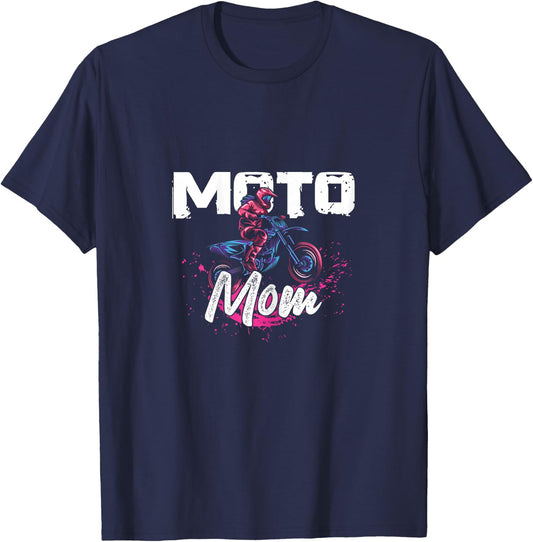 Moto Mom Extreme Sports Dirt Bike Rider Race Biker Offroad T-Shirt - T-Shirt | Navy