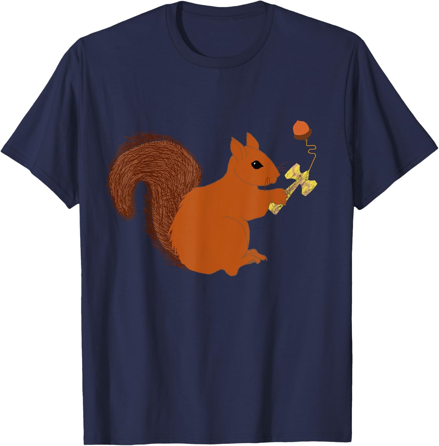 Kendama Sweet Squirrel Playing Kendama Cup Sports T-Shirt - T-Shirt | Navy