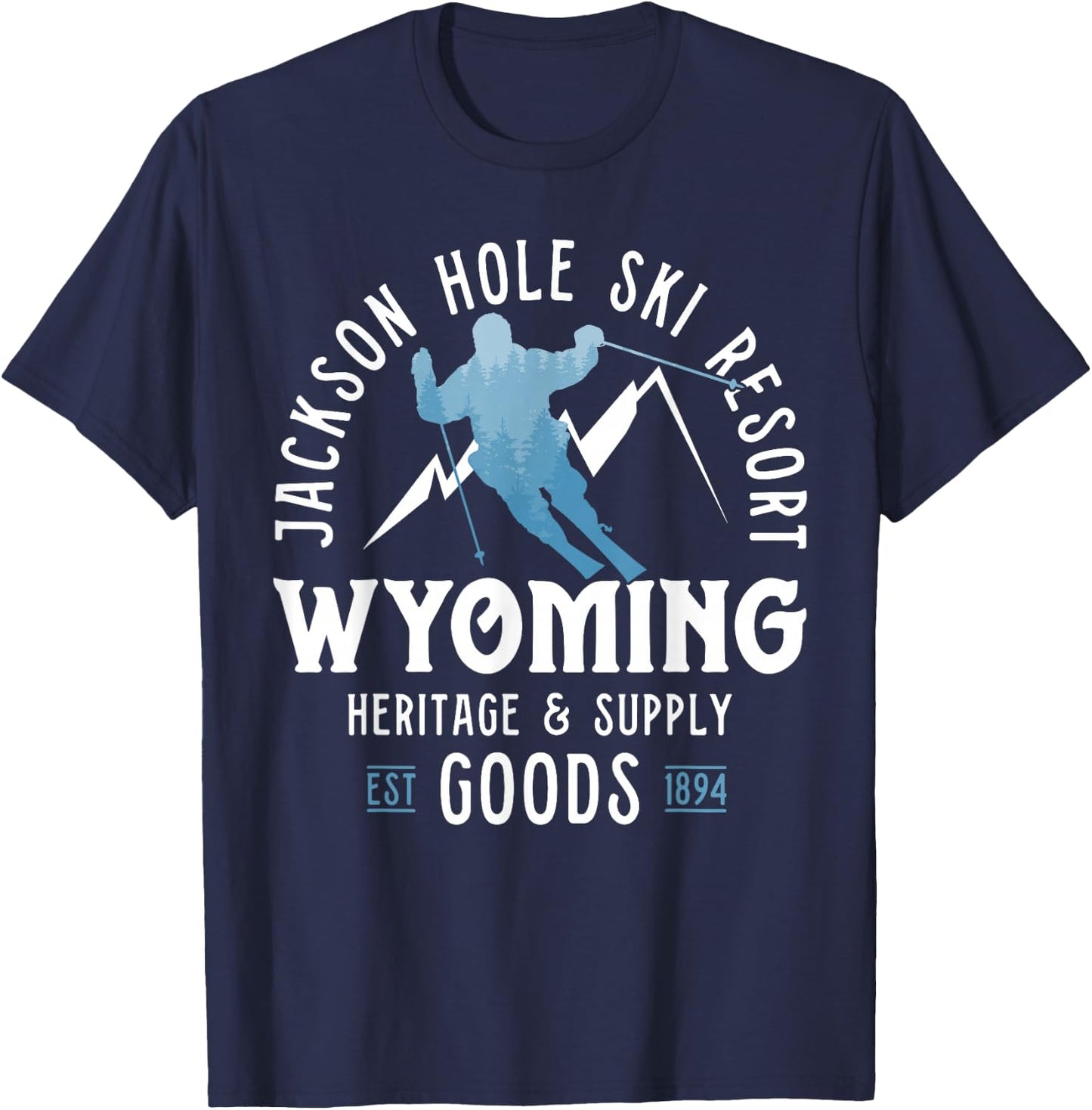 Jackson Hole Ski Resort Winter Snowboard Wyoming Vacation T-Shirt - T-Shirt | Navy