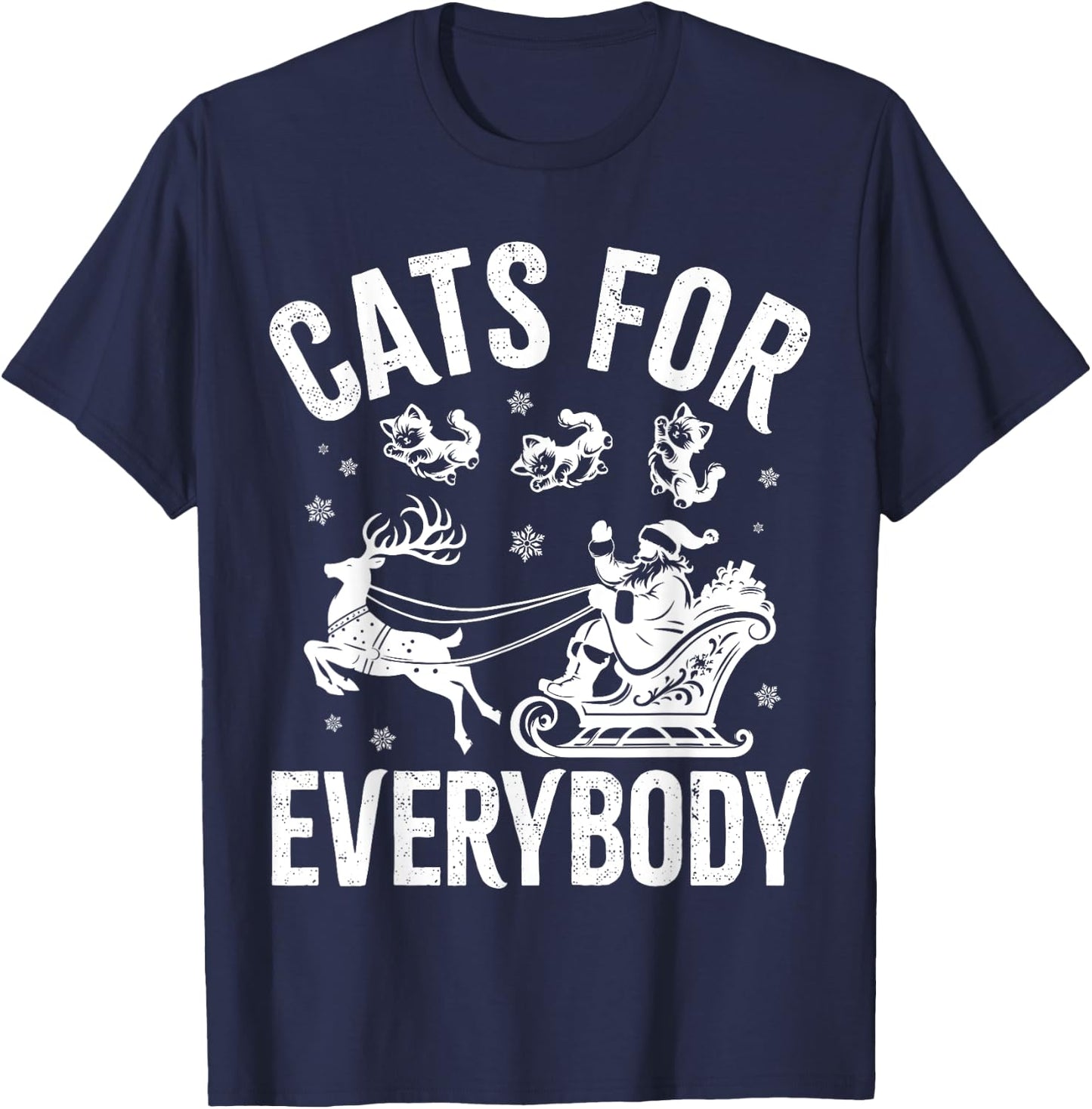 Cats For Everybody Funny Christmas Santa Cat Lover Men Women Kids T-Shirt - T-Shirt | Navy