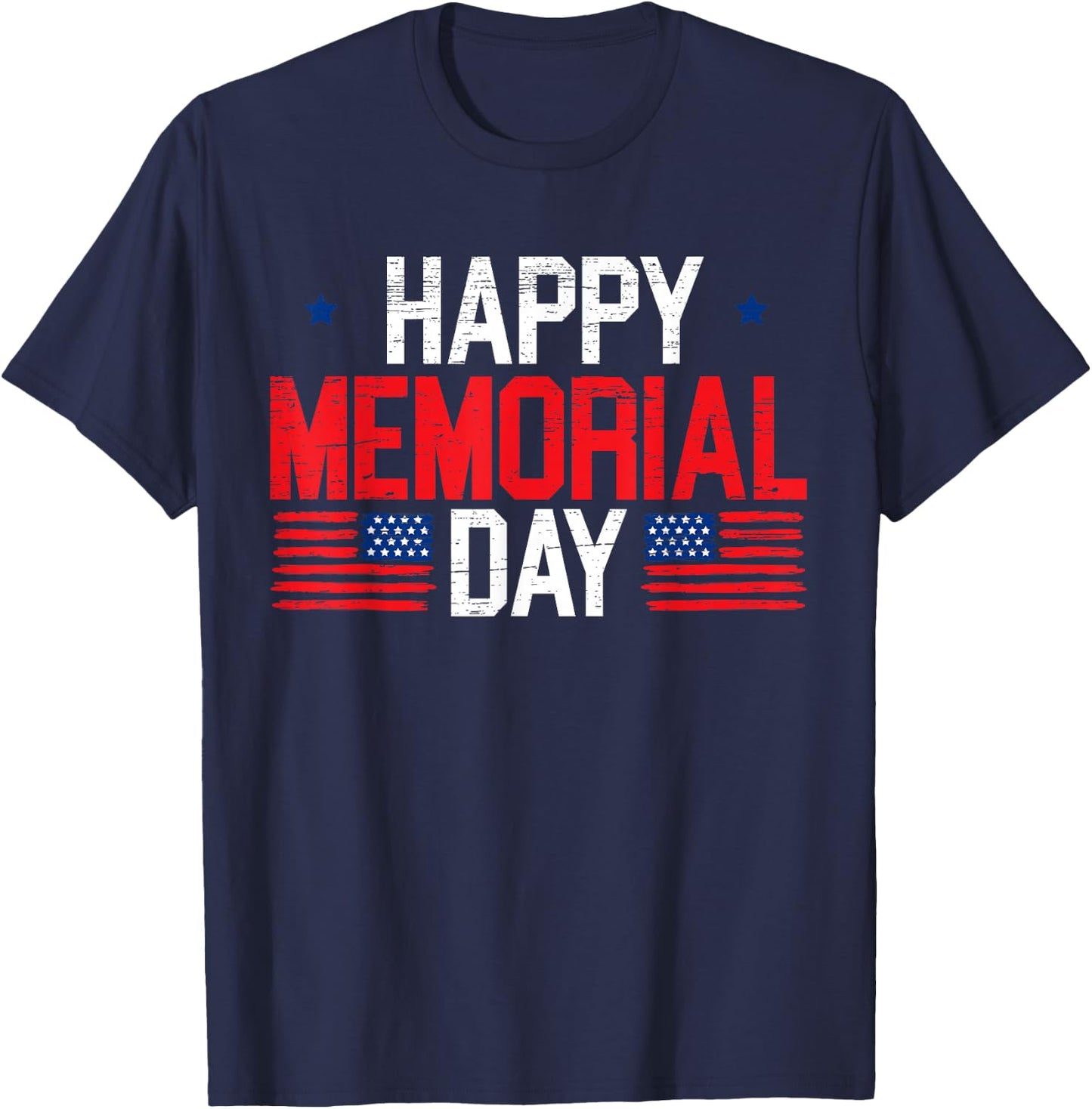 Happy Memorial Day USA Flag American Patriotic Armed Forces T-Shirt - T-Shirt | Navy