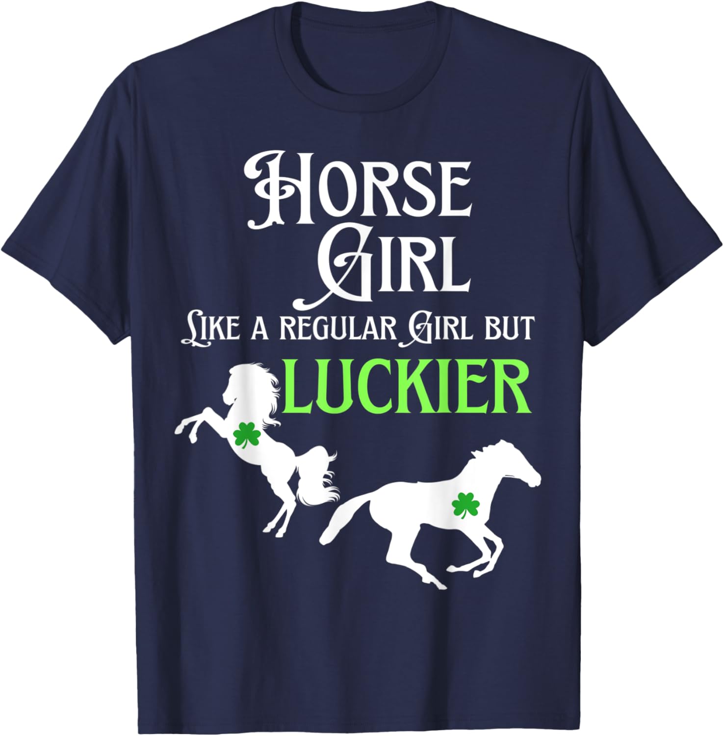 Lucky Cowgirl Horse Girl St. Paddy's Day T-Shirt - T-Shirt | Navy