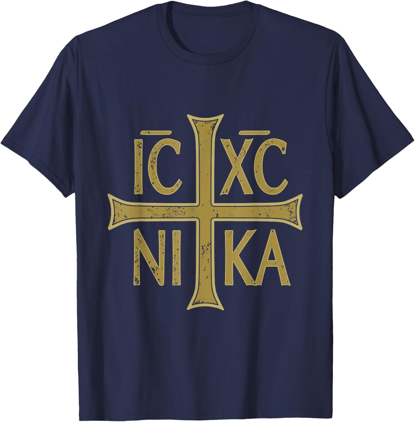 IC XC NIKA Cross Christogram Orthodox Eastern Christianity T-Shirt - T-Shirt | Navy