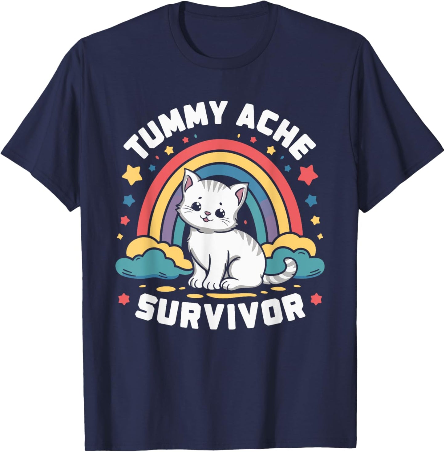 Tummy Ache Survivor Cat T-Shirt - T-Shirt | Navy