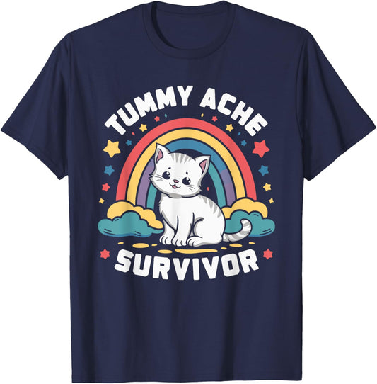 Tummy Ache Survivor Cat T-Shirt - T-Shirt | Navy