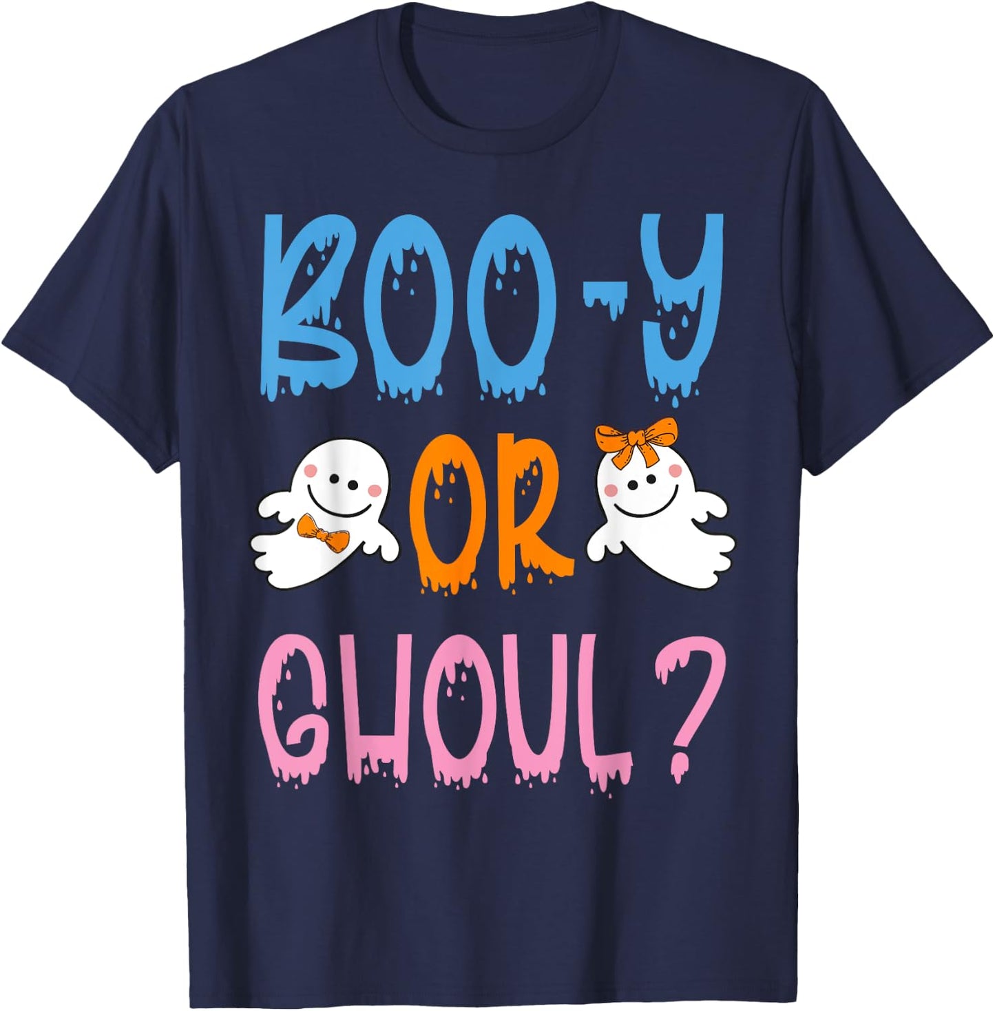 Boo-y or Ghoul? - Halloween Gender Reveal Design T-Shirt - T-Shirt | Navy