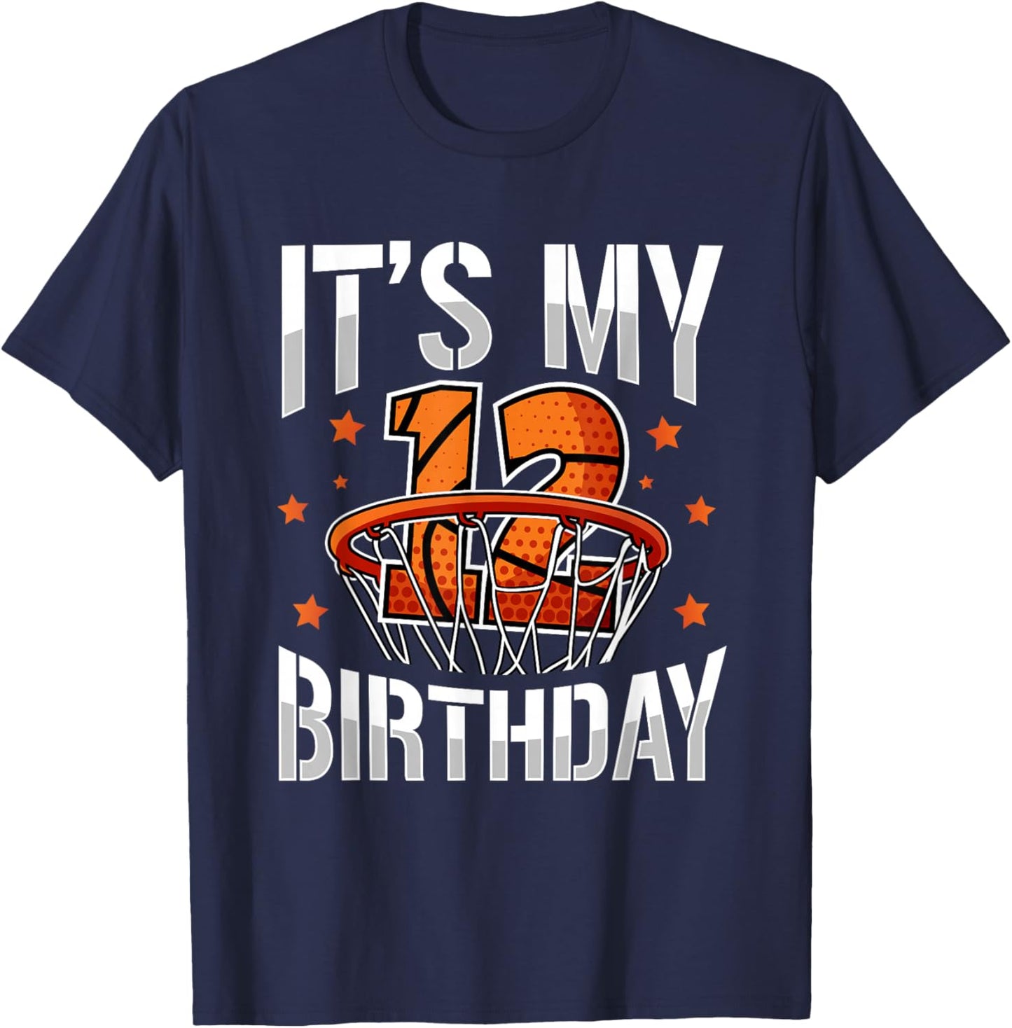 12 Years Old 12th Birthday Basketball Party Boys Kids T-Shirt - T-Shirt | Navy