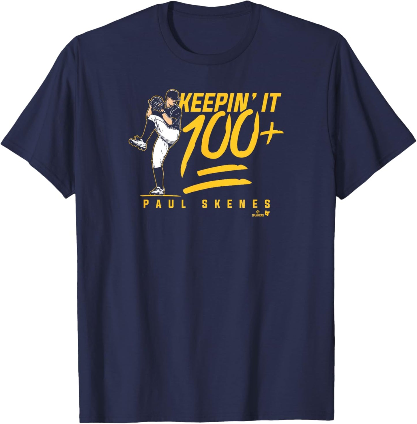 Paul Skenes - Keepin' It 100+ - Pittsburgh Baseball T-Shirt - T-Shirt | Navy