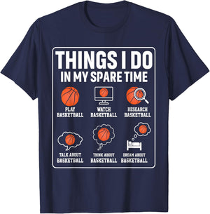 Basketball Things I Do In My Spare Time Player Sports Lover T-Shirt - T-Shirt | Navy