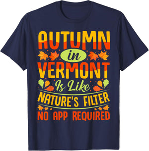 Vermont Autumn Fall Leaves Seasonal Foliage T-Shirt - T-Shirt | Navy