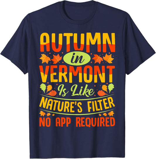 Vermont Autumn Fall Leaves Seasonal Foliage T-Shirt - T-Shirt | Navy